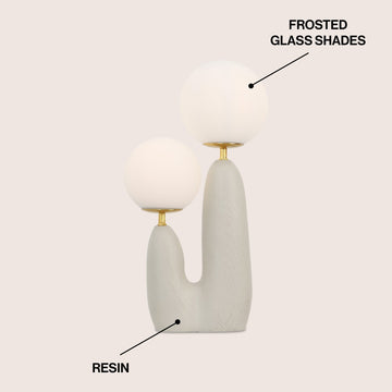 Oda 17.75" 2-Light Modern Bohemian Resin/Iron/Frosted Glass Danish Cactus LED Table Lamp - JONATHAN Y